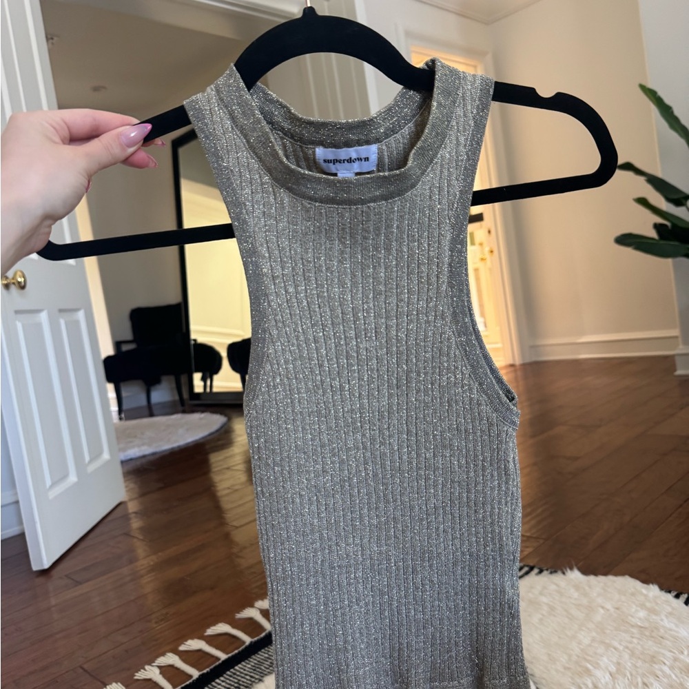 superdown Metallic Gold Ribbed Tank - Picture 2 of 6